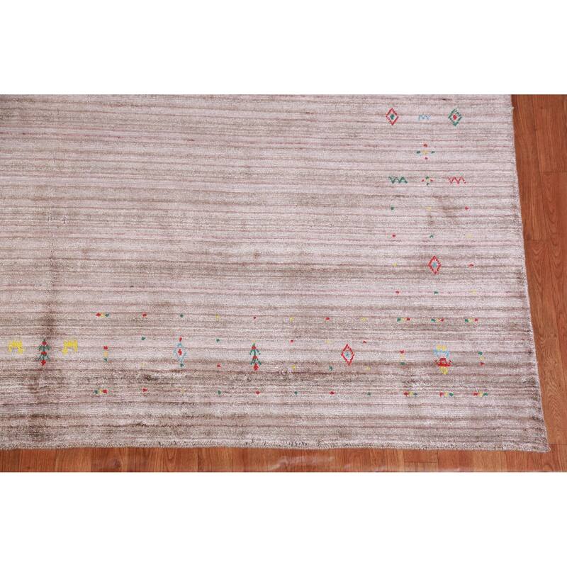 Hand Knotted Oriental 100% Wool Carpet Tribal Tribal Brown Gabbeh Area Rug - 8' 0'' X 8' 1''