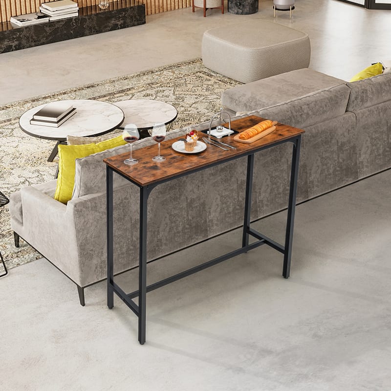 Gymax 48'' Rectangular Bar Table Kitchen Dining Table w/ Steel Frame &