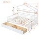 preview thumbnail 12 of 25, Kids Wood Bed Frame Roof House Bed with 2 Pull-out Drawers, Storage Platform Bed, Wood Slat Support Panel Bed