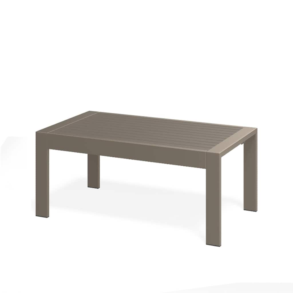 43x24" Metal Coffee Table with Wood-Look Top and Khaki Frame