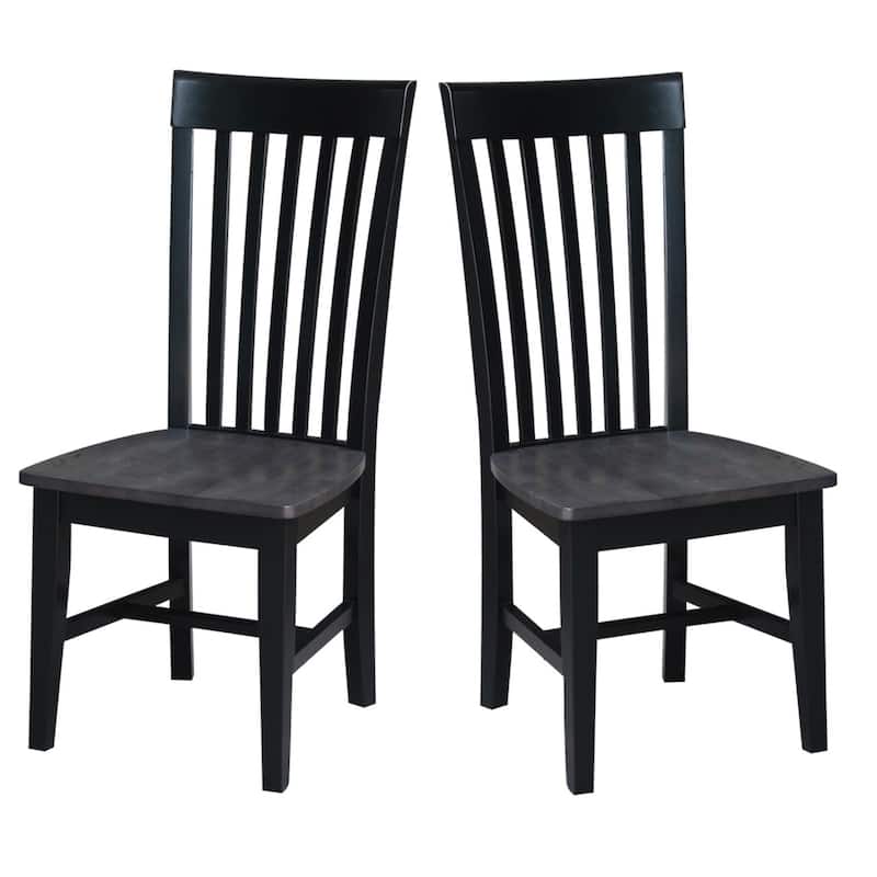 International Concepts Solid Wood Cosmo Tall Mission Chairs, Set of 2 - coal black/washed black