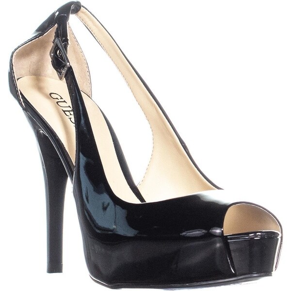guess black peep toe heels