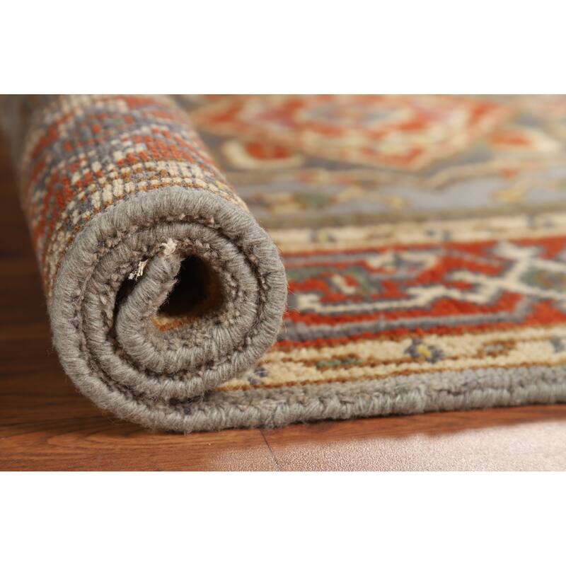Hand Knotted Oriental 100% Wool Carpet Traditional Medallion Greys & Charcoal Heriz (serapi) Area Rug - 4' 11'' X 3' 0''