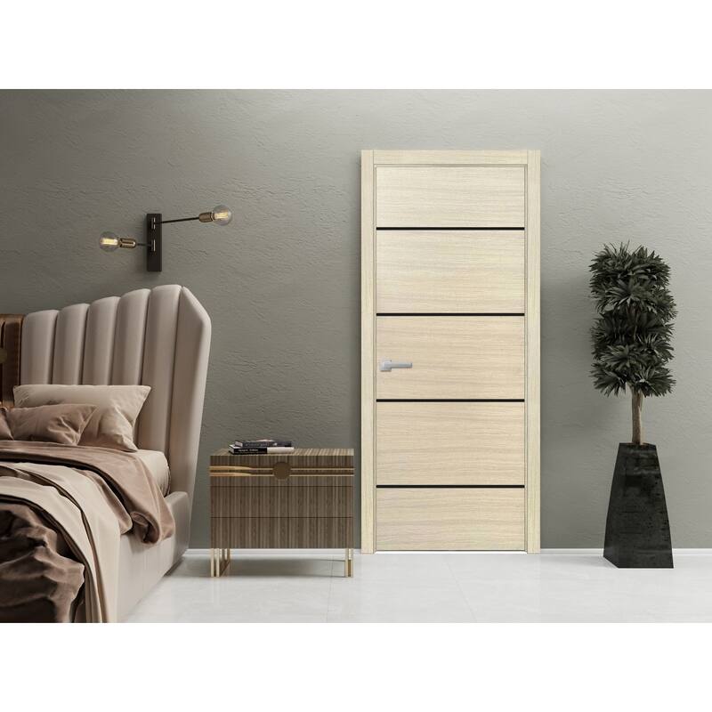 Solid French Door 28 x 80 Planum 0015 Natural Veneer with| Bathroom