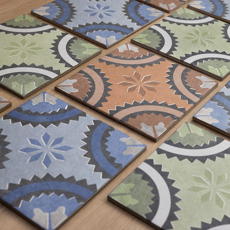 Verity Poppy 8x8 Matte Porcelain Encaustic Tile - Floor, Wall, Backsplash