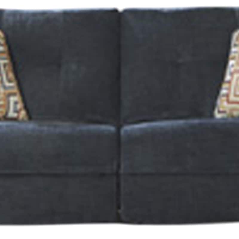 Genna Manual Reclining Sofa, Navy Blue Polyester, 2 Pillows, 87 Inch
