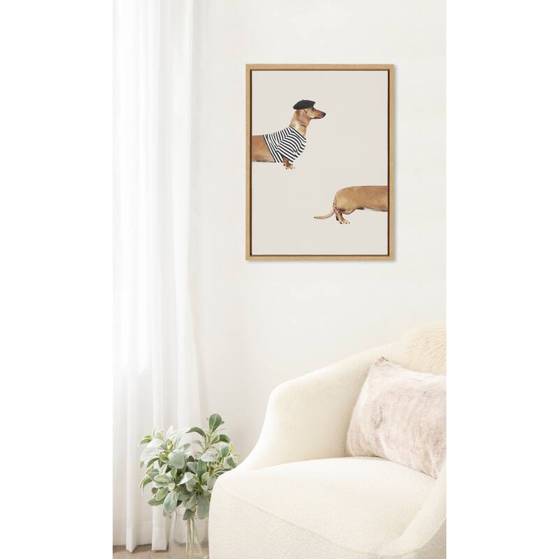 Kate and Laurel Sylvie Long Dog Framed Canvas by July Art Prints