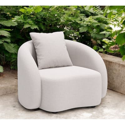 HomeRoots 42" Beige Outdoor Accent Chair with Beige Cushions