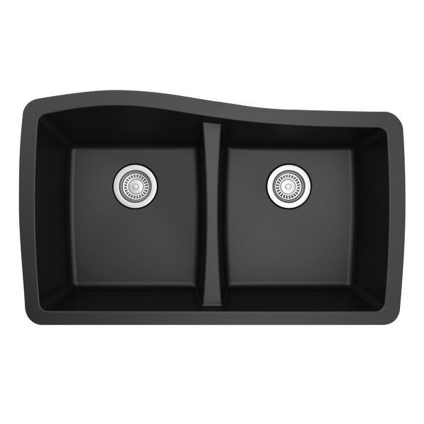 slide 52 of 58, Karran Undermount Quartz Double Bowl Kitchen Sink Black