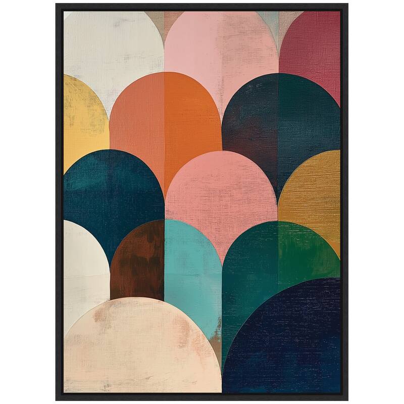 Kate and Laurel Sylvie Minimalist Geometric Abstract Jewel Tone Framed Canvas by The Creative Bunch Studio