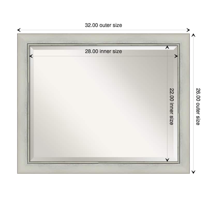 Beveled Wall Mirror - Flair Polished Nickel Frame - 32 x 26-inch - Flair Silver Patina