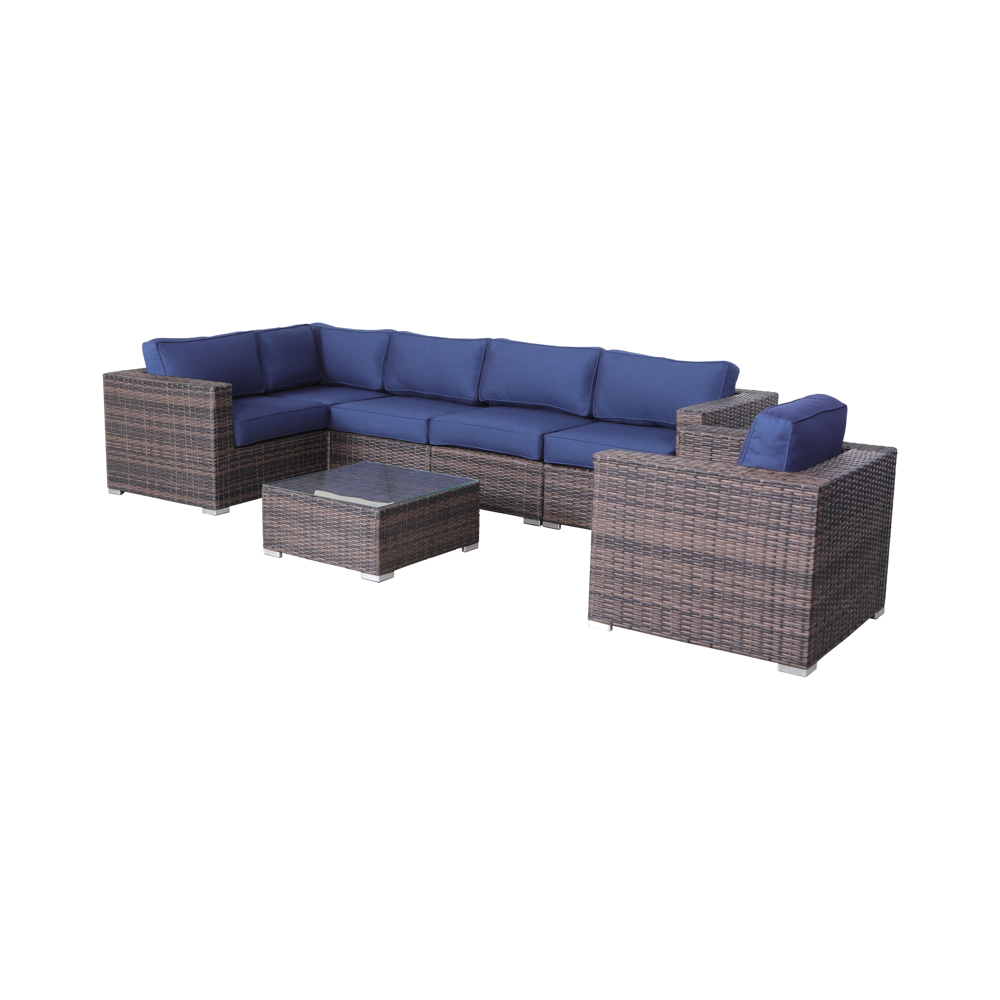 LSI 7 Piece Rattan Sunbrella Sectional Seating Group with - Picture 22 of 42