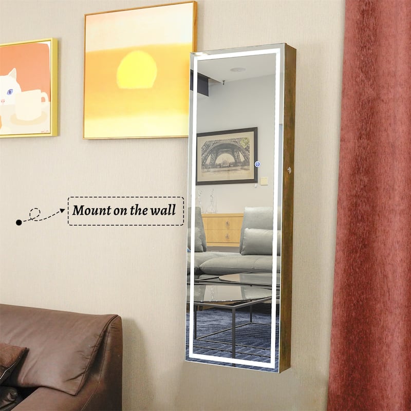 Fashion Simple Jewelry Storage Mirror Cabinet with LED Lights