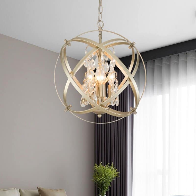 Maxax 4-Light Unique/Statement Globe Chandelier with Crystal