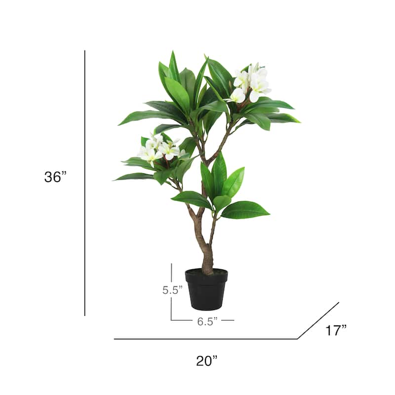 3ft Cream Artificial Plumeria Flower Tree Tropical Plant in Black Pot ...