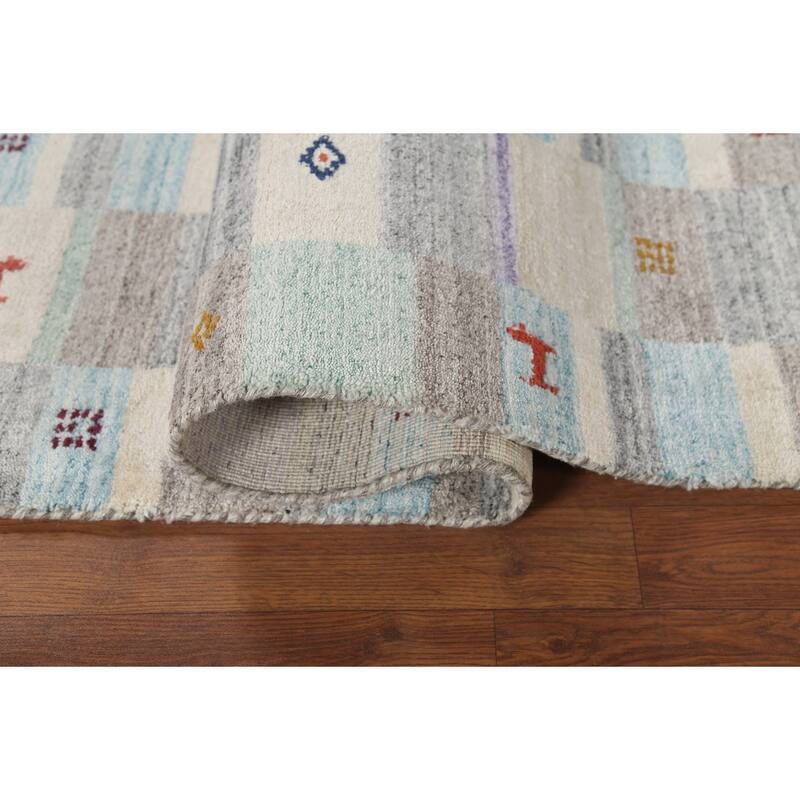 All-Over Tribal Gabbeh Indian Area Rug Hand-Knotted Wool Carpet - 4'9"x 6'6"