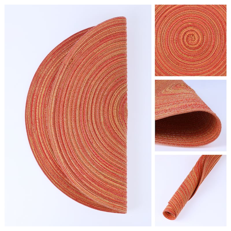 Farmhouse Placemats Set of 6 Woven Placemats for Dining Table Decor Indoor Outdoor Washable Kitchen Table Mat Wipe Clean 15x15in - Orange