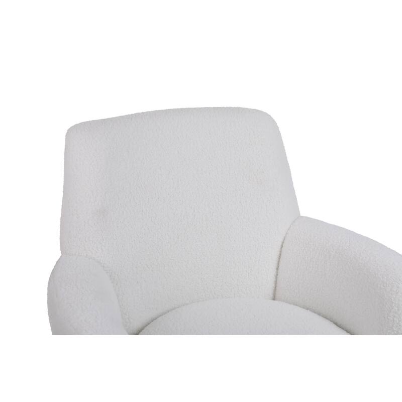 Teddy Fabric Swivel Barrel Chair, Ergonomic Round Accent Chair, Upholstered Armchair with Stainless Steel Base & Backrest