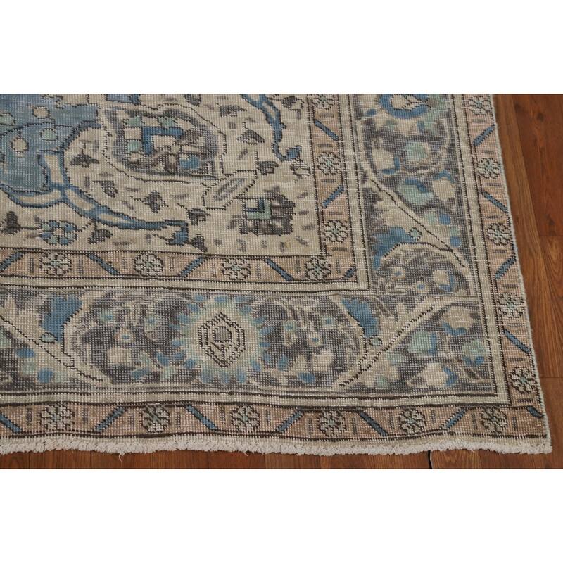 Blue Tabriz Persian Area Rug Handmade Traditional Floral Wool Carpet - 6'7"x 9'6"
