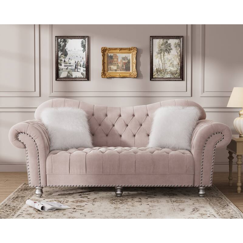 Luxury Classic America Chesterfield Tufted Back Sofa - Beige