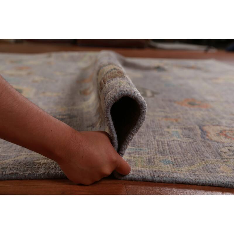 Hand Knotted Oriental 100% Wool Carpet Transitional All-Over Greys & Charcoal Oushak Area Rug - 10' 0'' X 8' 0''