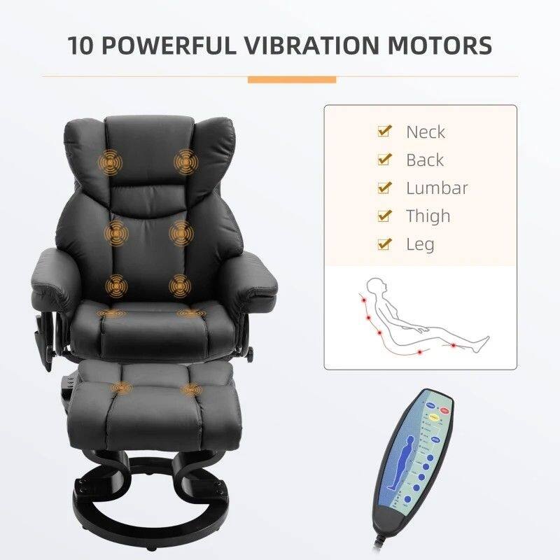 Adjustable Faux Leather Remote Massage Recliner Chair with Ottoman