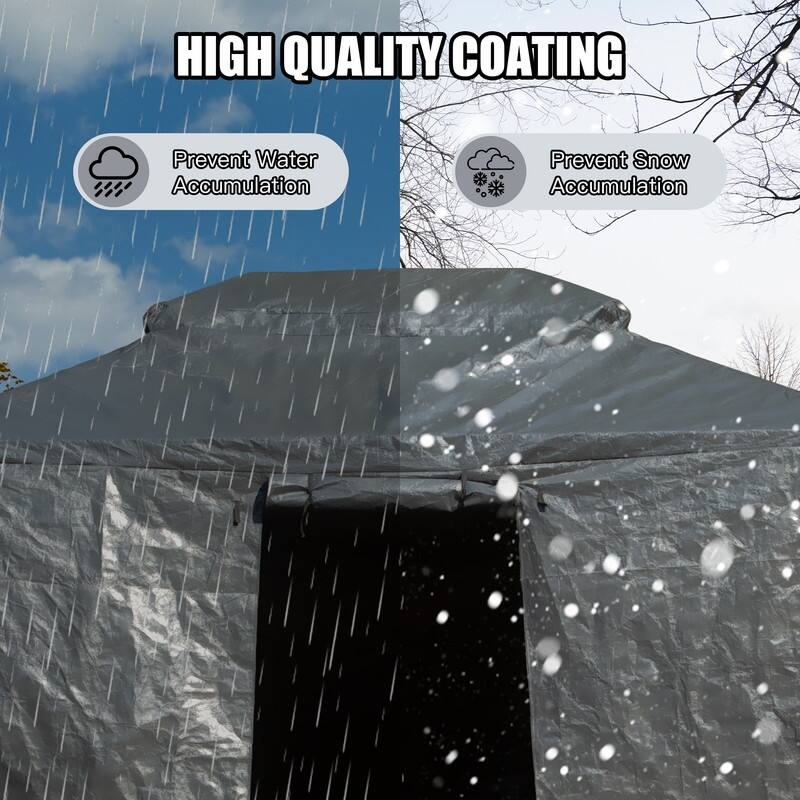 Domi 8' x 8' Universal Winter Gazebo Cover, All Season Waterproof Enclosed Cover with Sidewalls & Ventilated Mesh Windows, White