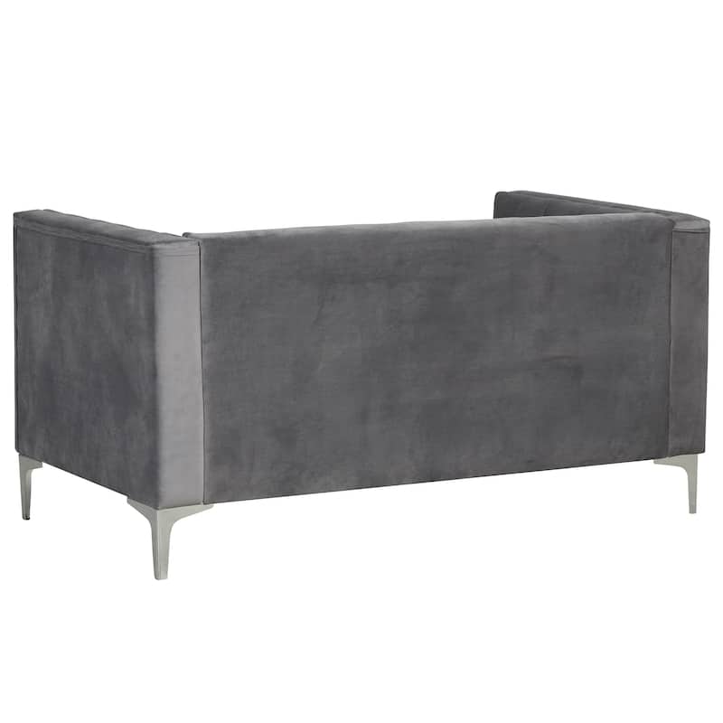 Morden Fort Modern 2 Pieces of Loveseat and Sofa Couch Set with Dutch Velvet Grey, Iron Legs