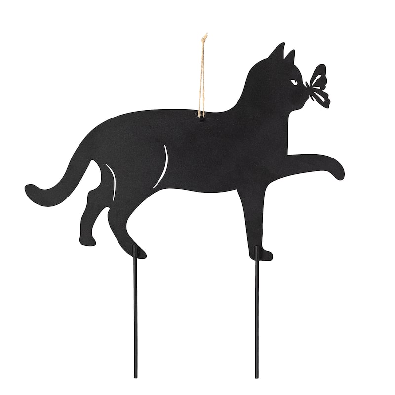 Glitzhome 2-in-1 Halloween Black Metal Rabbit Silhouette Yard Stakes Wall Decor (Set of 3)