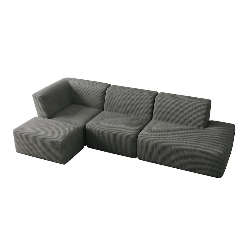 Corduroy Fully Sponge Molded Modular Sectional Sofa with Ottoman