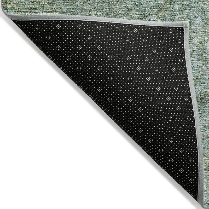 Machine Washable Indoor/ Outdoor Contemporary Floral Chantille Rug