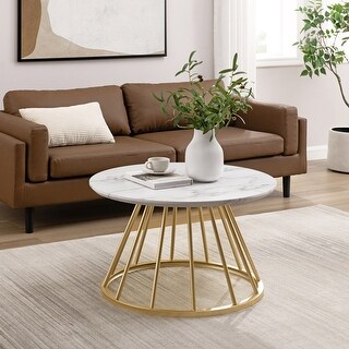Modern Round Coffee Table with Metal Base - Bed Bath & Beyond - 40460921