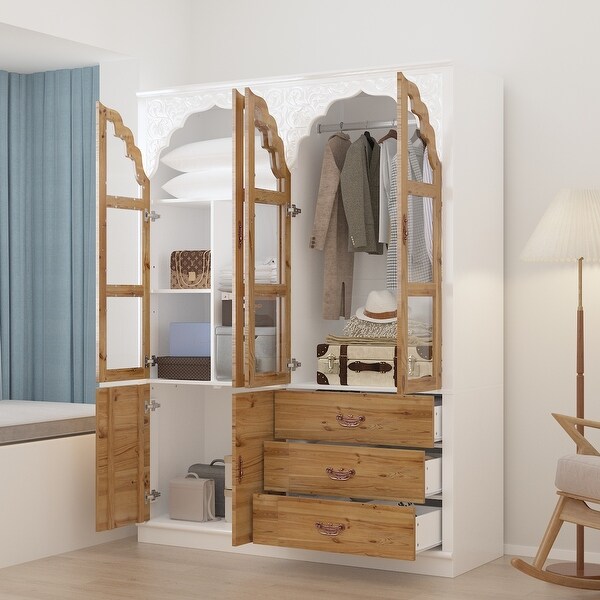Vintage-Inspired Grand Closet Dual Wardrobe Set with Metal Accents - On  Sale - Bed Bath & Beyond - 40341395