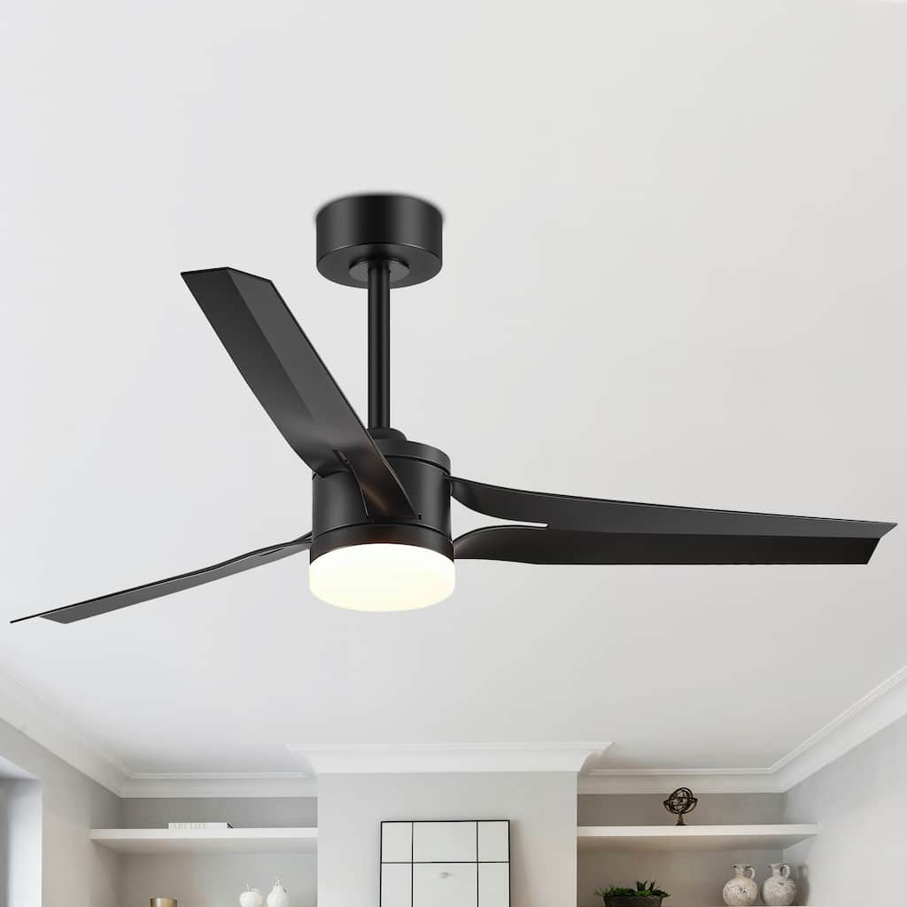 52" Black/White 3-Blade LED Ceiling Fan with Light Kit and Remote