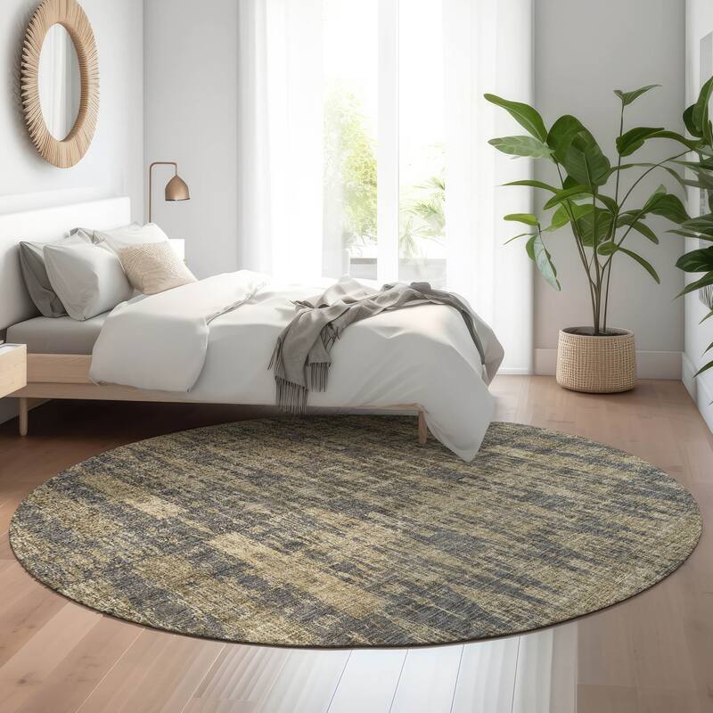 Premium Washable Super Soft Distressed Ombre Mayfield Rug - Gray - 8' x 8' - Round