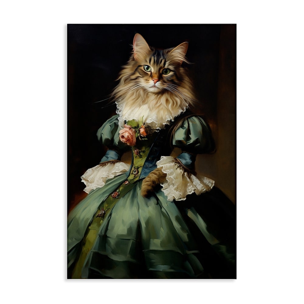 Stupell Cat in Elegant Dress Canvas Wall Art Design By Wumples