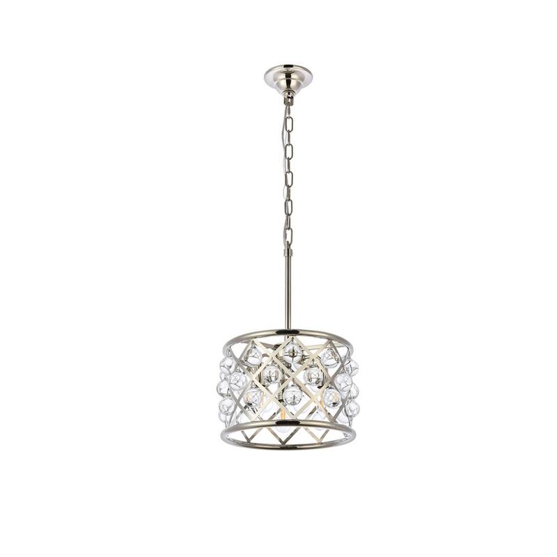 Royce Edge 3-Light Polished Nickel Pendant - polished nickel (royal cut clear crystals)