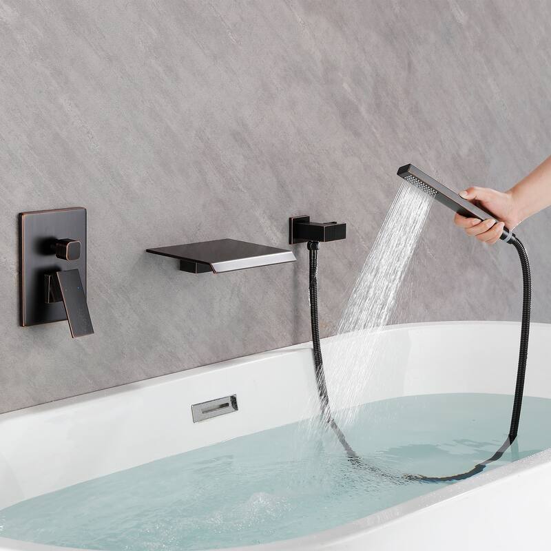 Single Handle Wall Mounted Roman Tub Faucet with Diverter and Handshower