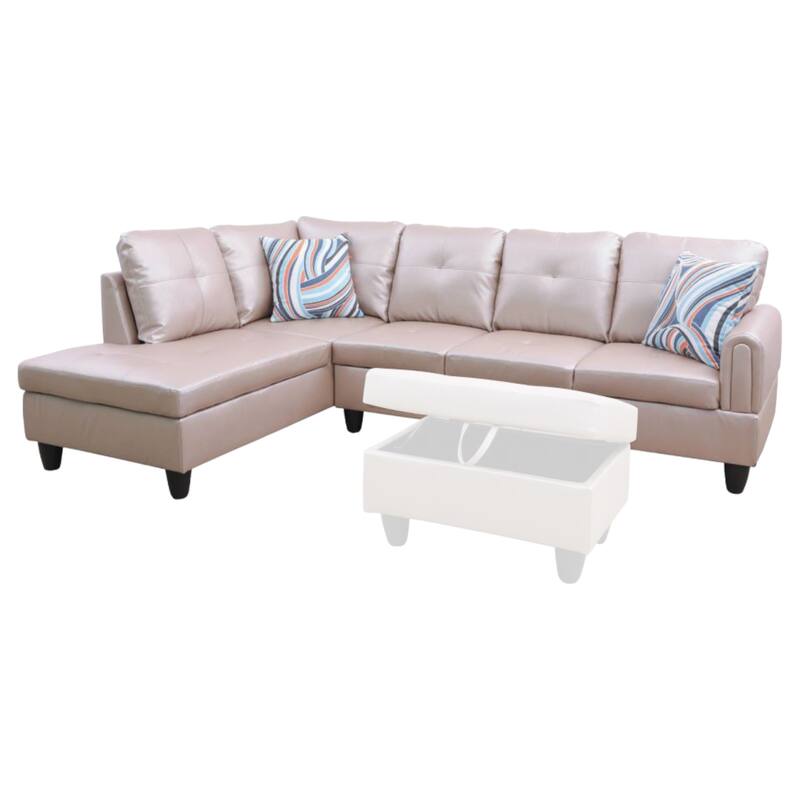 KISRAIS 97" Wide 2-Piece Vegan Leather Sectional Sofa Set without Ottoman for Small Space