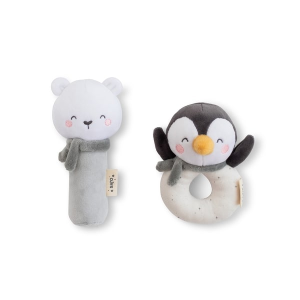 slide 2 of 3, Polaris Rattle Ring & Squeaker Set Glacier Grey - Newborn