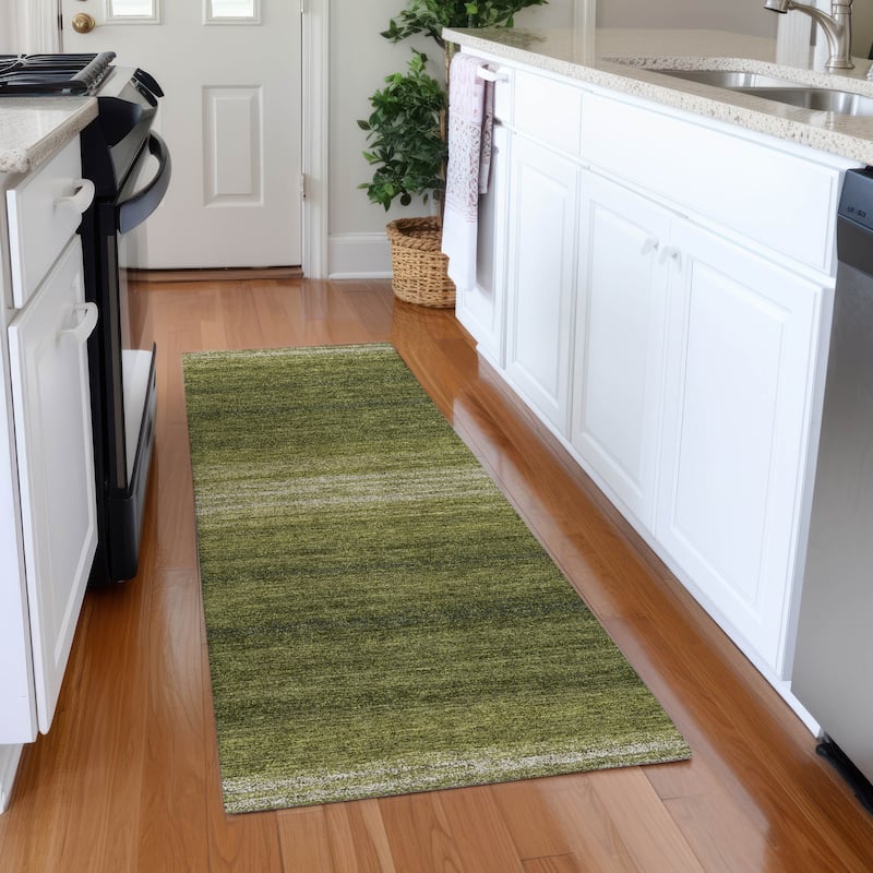 Premium Washable Super Soft Farmhouse Ombre Mayfield Rug - Olive - 2'3" x 7'6"