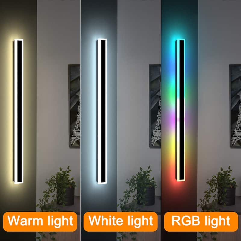 Set of 2 Outdoor Long Strip LED Wall Sconce RGBCW Wall Light Lamp