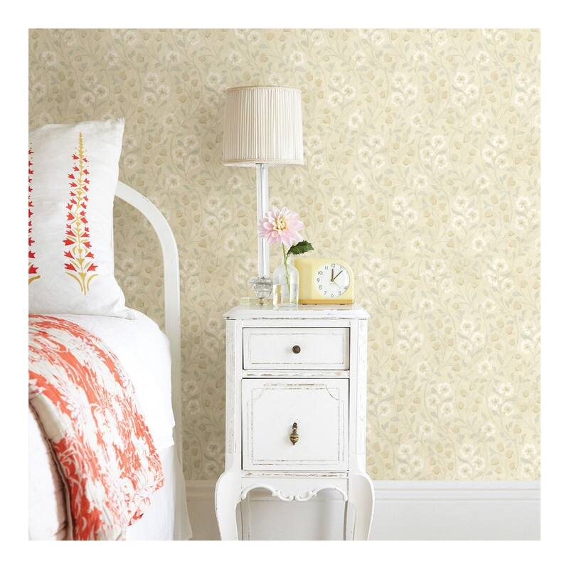 Chesapeake Patsy Beige Floral Wallpaper - 20.5 x 396 x 0.025