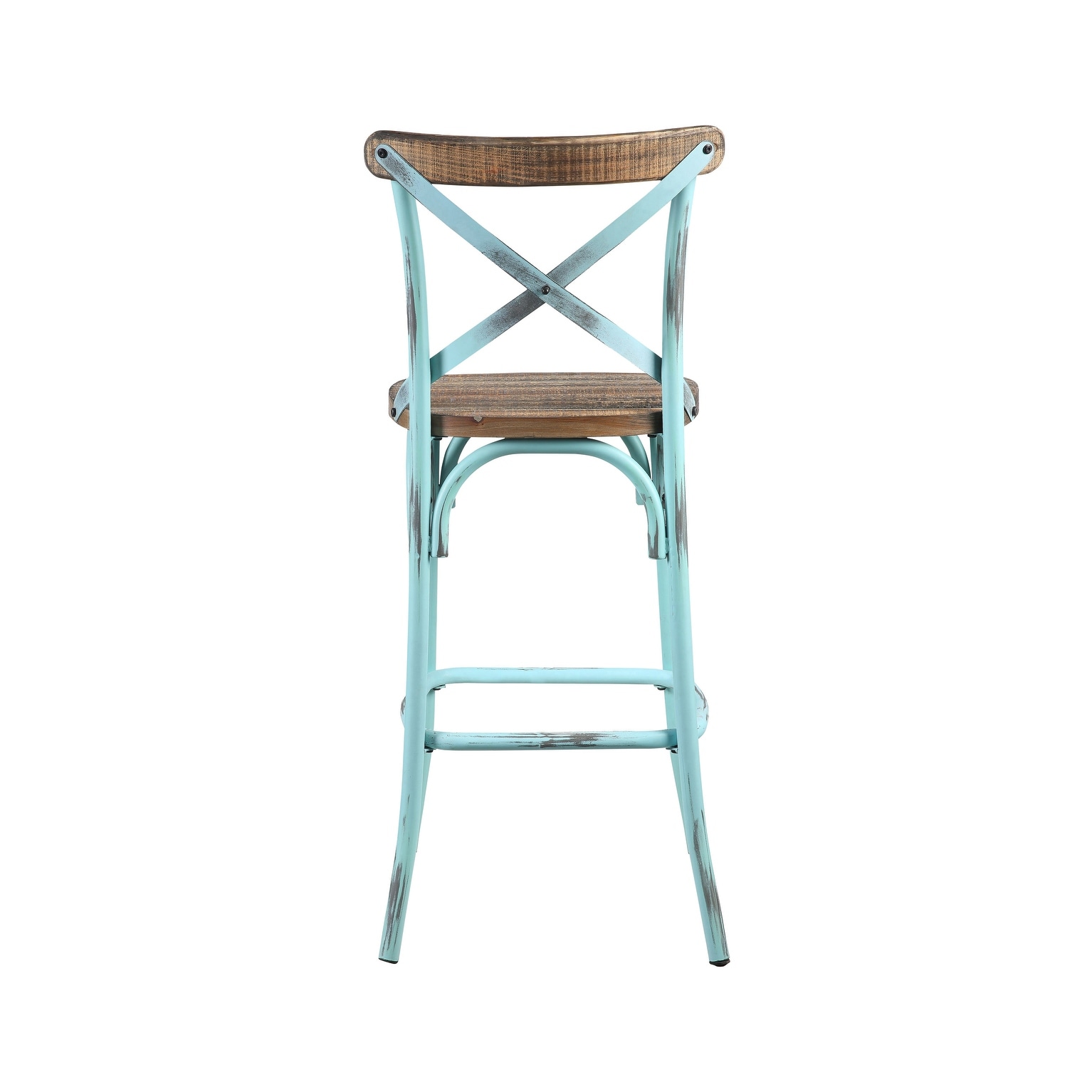ACME Zaire Bar Chair in Antique Turquoise and Antique Oak On