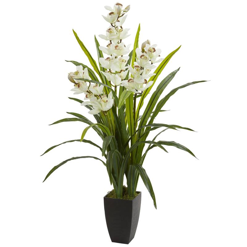Artificial Orchid Plant 39 Inch - Modern Faux Flower Decor - Elegant White Blooms for Home, Office, Bedroom - 45