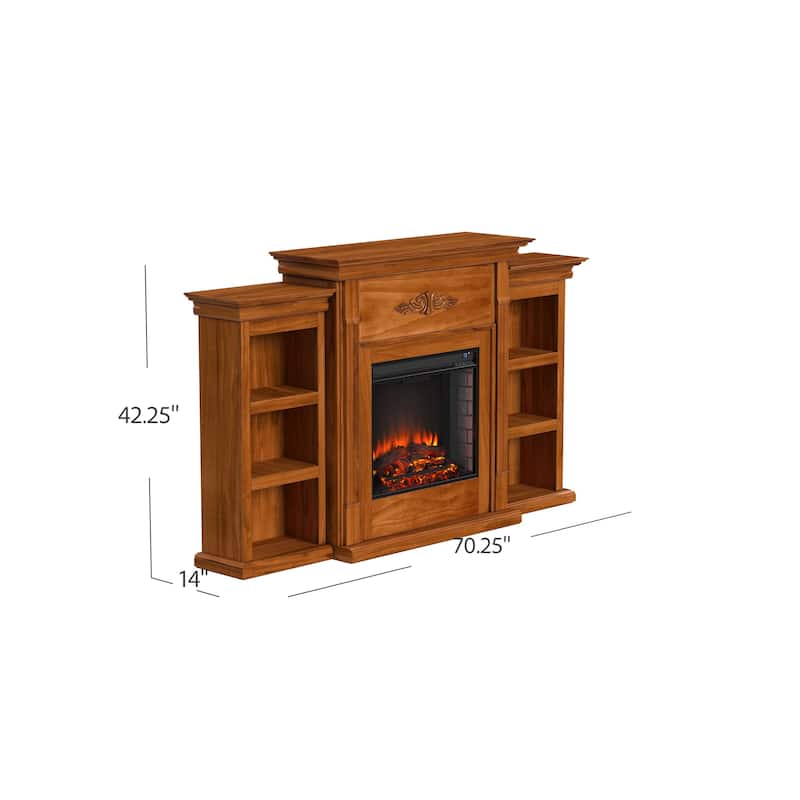 SEI Furniture Jennifer Electric Fireplace and Mantel with Bookshelves