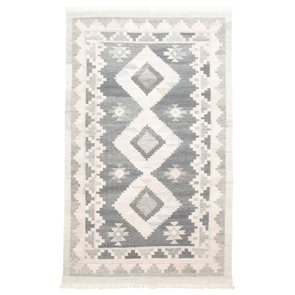 ECARPETGALLERY Flat-Weave Ankara FW Dark Grey Wool Kilim - 5'0 x 8'4