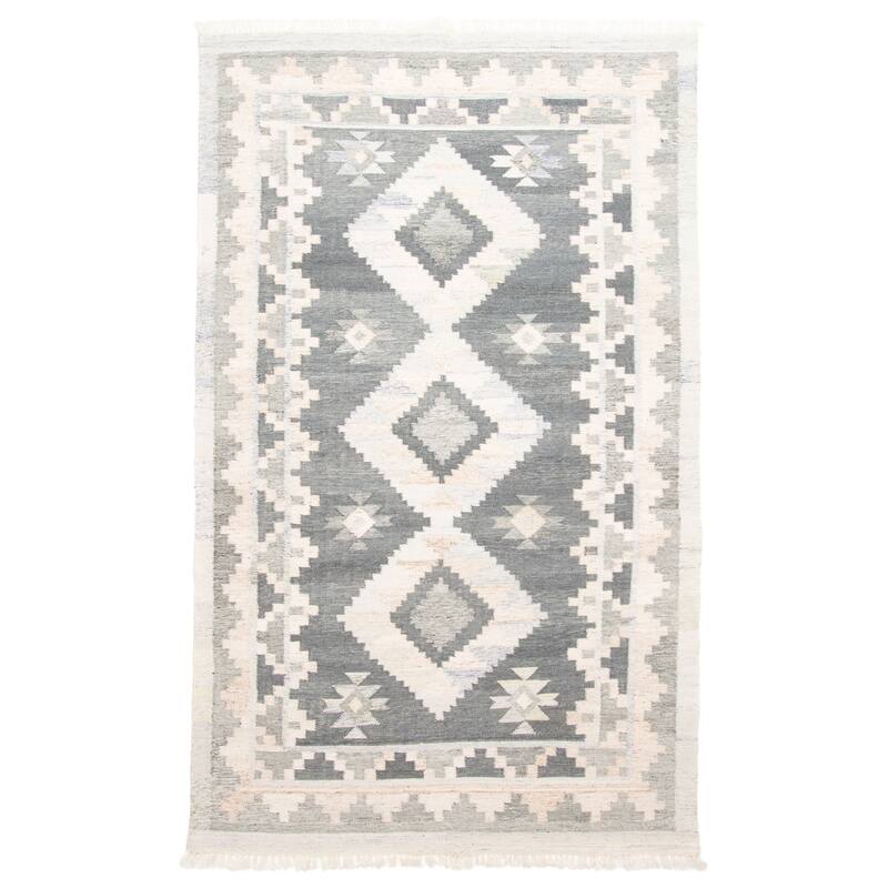 ECARPETGALLERY Flat-Weave Ankara FW Dark Grey Wool Kilim - 5'0 x 8'4