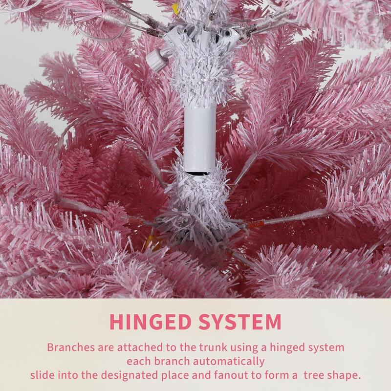 6FT Purple Gradient Pencil Christmas Tree – Prelit with 100 Dual Color LEDs, Snow Flocked, 320 Branch Tips,Metal Stand