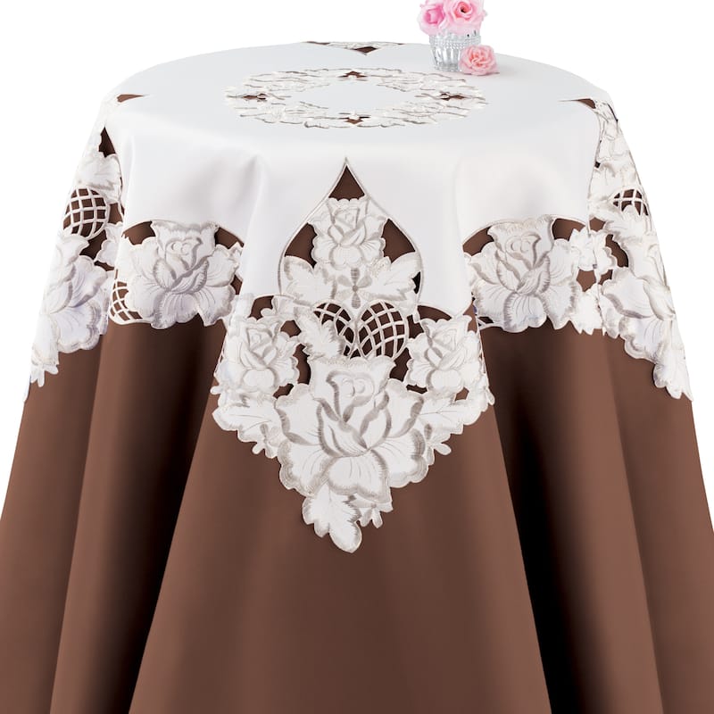 Lattice Embroidered Rose Elegant Table Linens